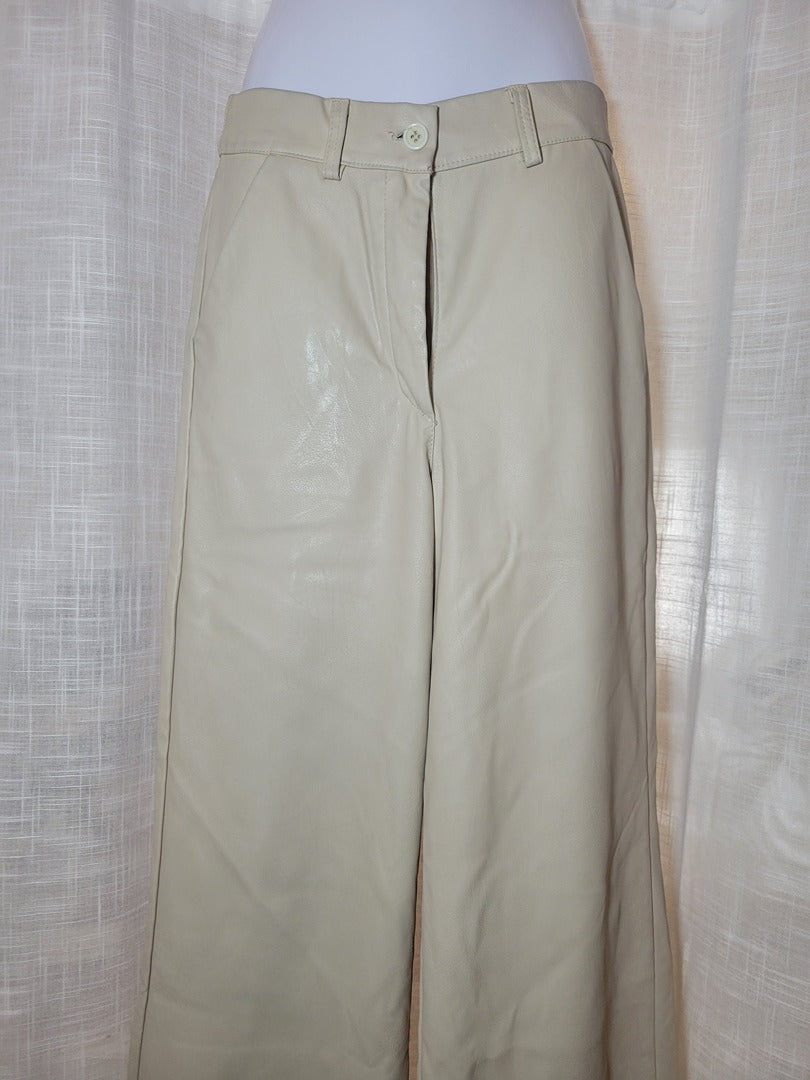Pantalon en simili cuir - 34 - Crème - État : Excellent