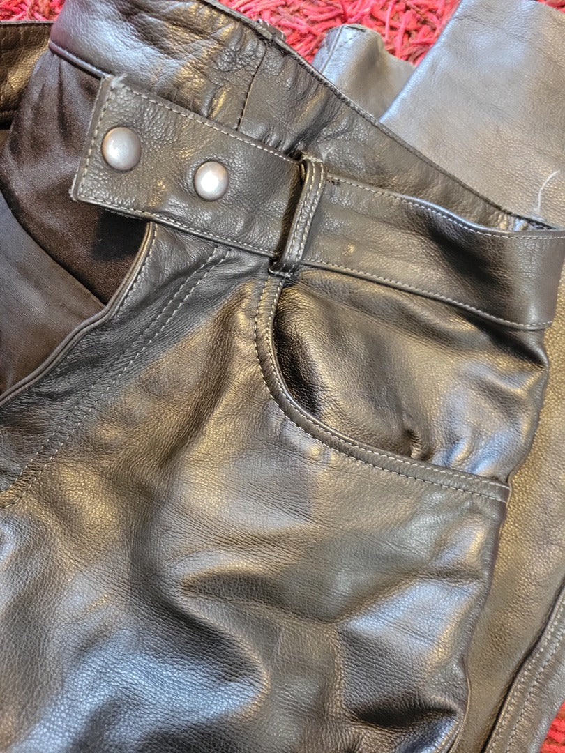 Pantalon en cuir Mac Adam - 42 - noir - Vintage