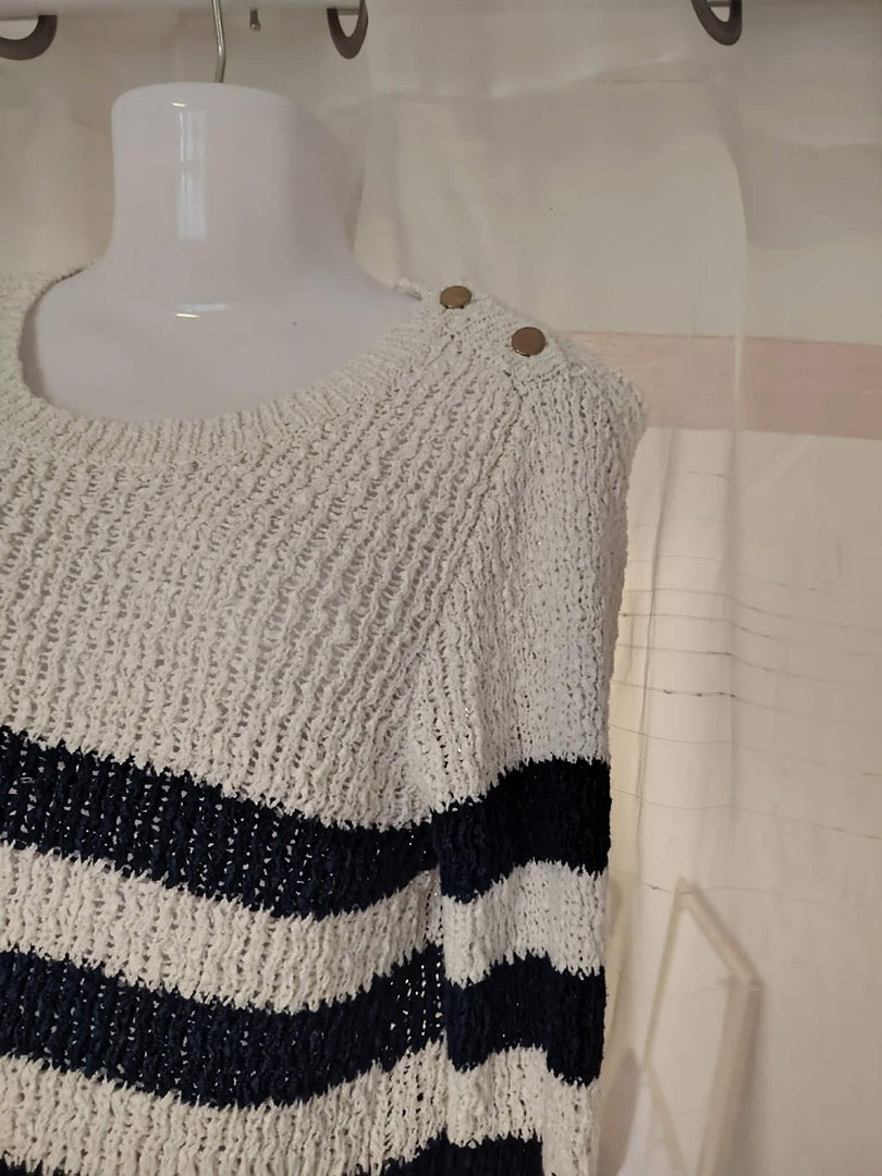 Pull Mango - S - Blanc et Marine - État : Excellent