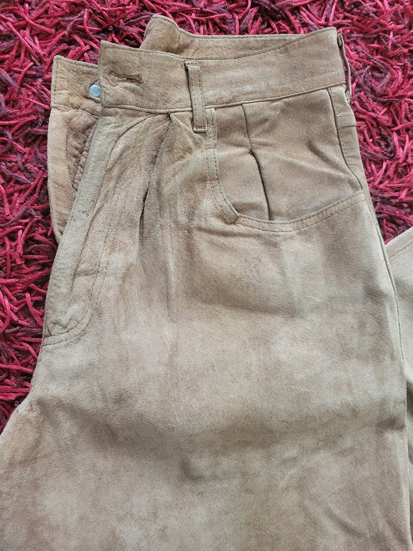 Pantalon en daim Vintage - 36 - beige