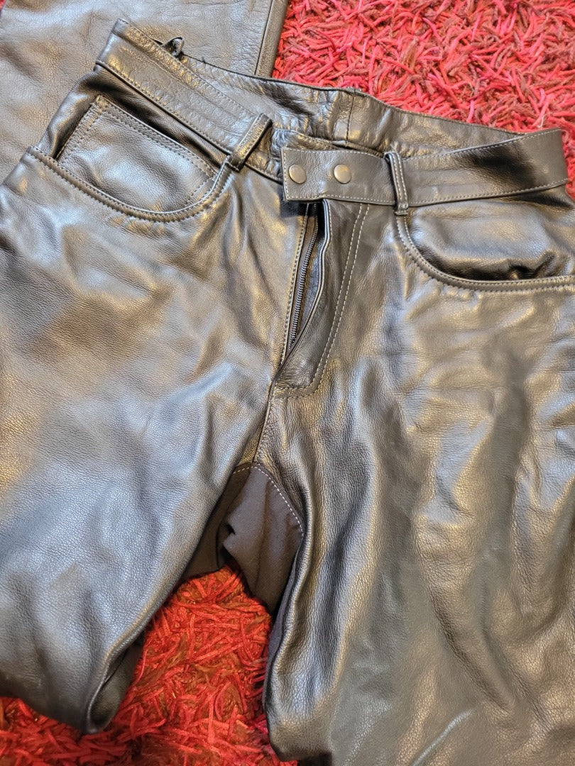 Pantalon en cuir Mac Adam - 42 - noir - Vintage