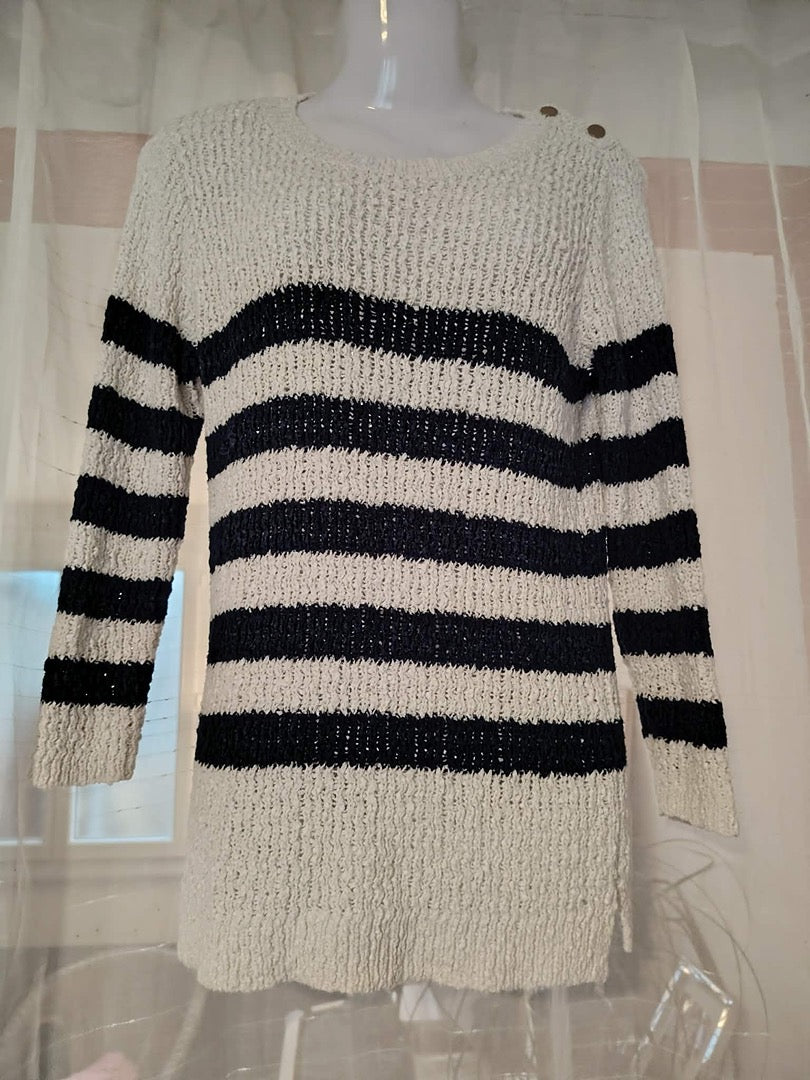 Pull Mango - S - Blanc et Marine - État : Excellent