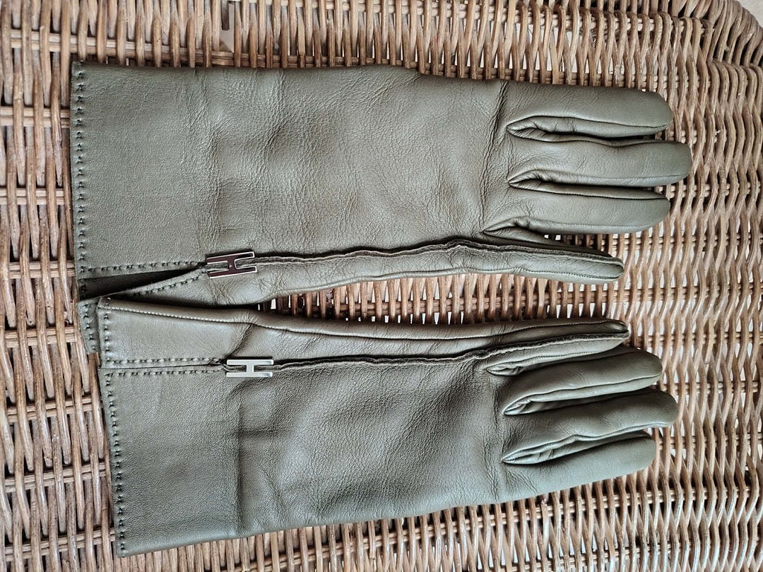 Gants Hermès - 7 - Khaki - État : Excellent