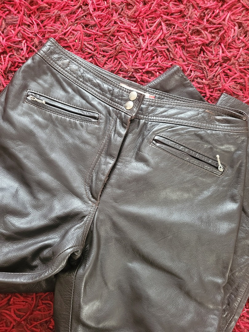 Pantalon en cuir Chevignon vintage - 36 - Marron -