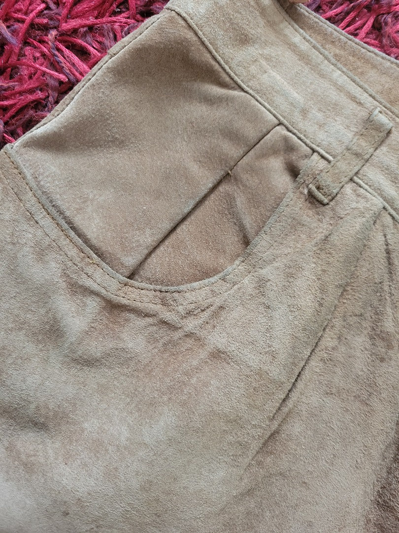 Pantalon en daim Vintage - 36 - beige