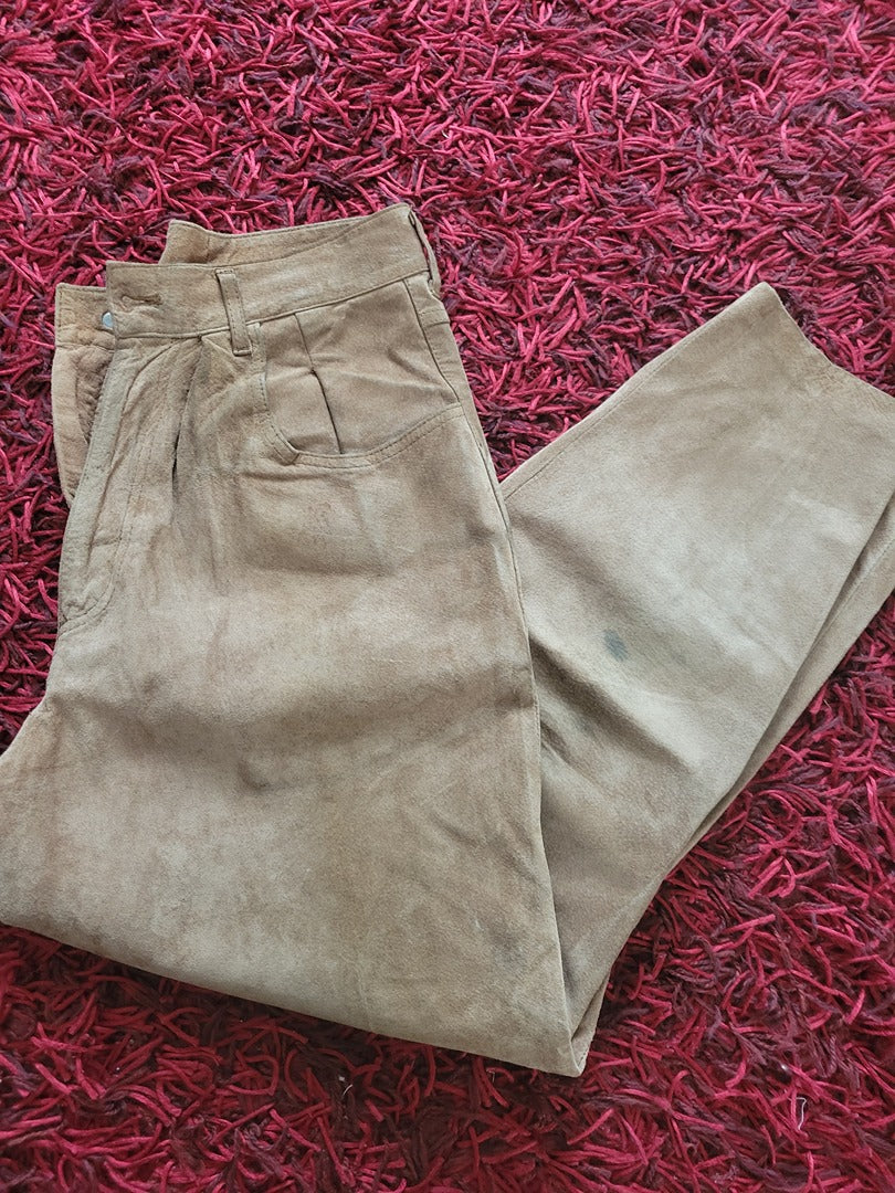 Pantalon en daim Vintage - 36 - beige