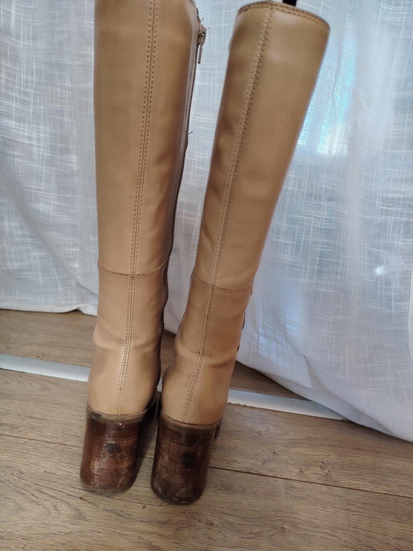 Bottes hautes Vintage - 37 - Beige - État : Bon