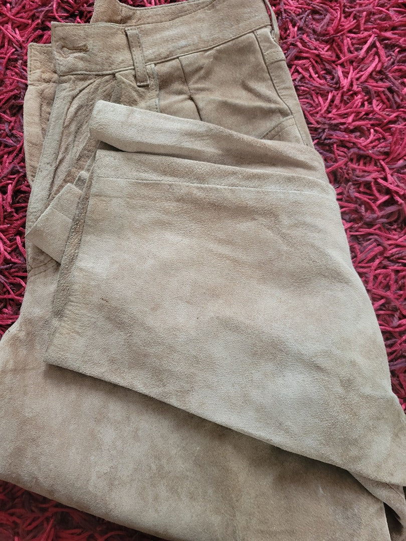 Pantalon en daim Vintage - 36 - beige