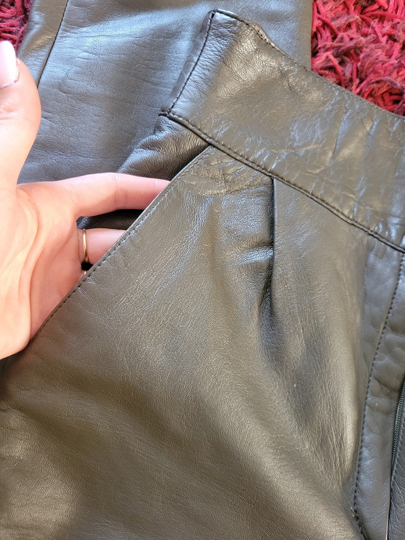 Pantalon en cuir Vintage - 34 - Gris - État : vintage