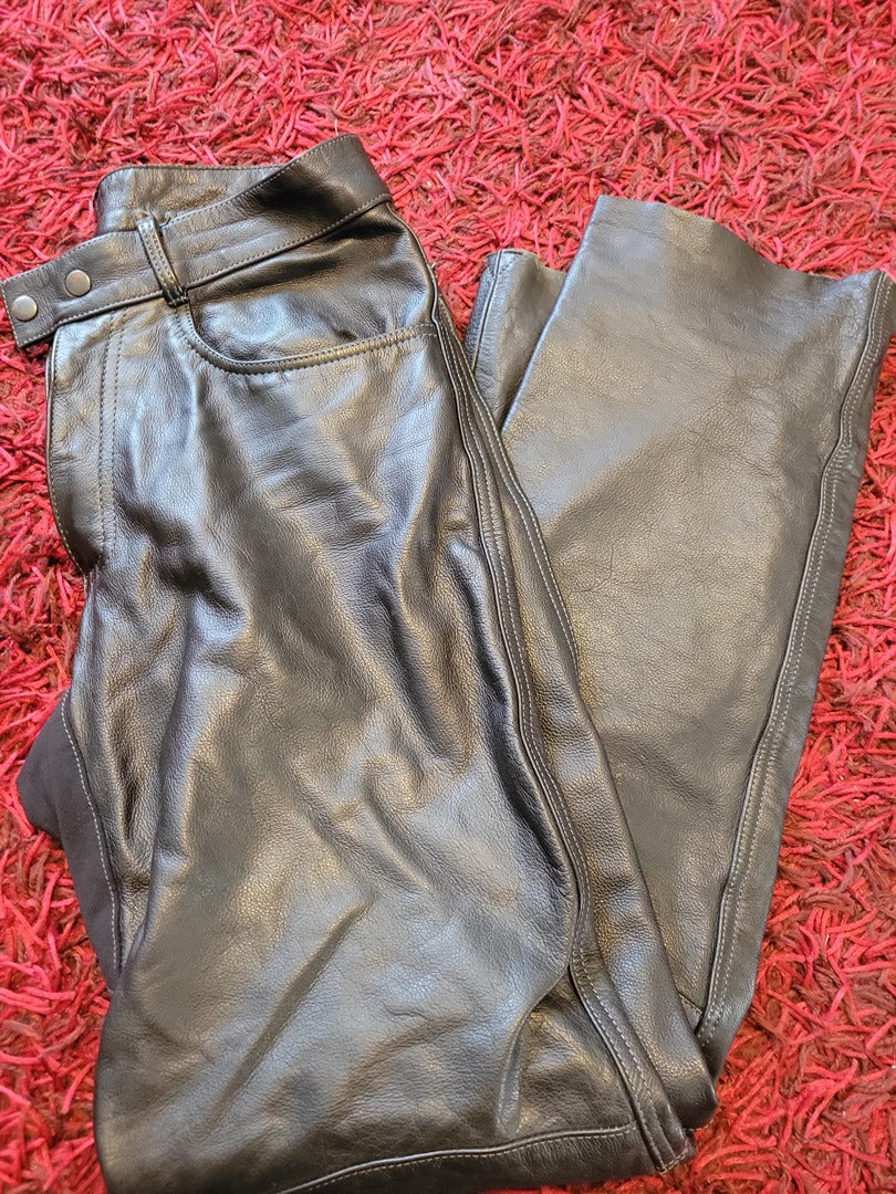 Pantalon en cuir Mac Adam - 42 - noir - Vintage