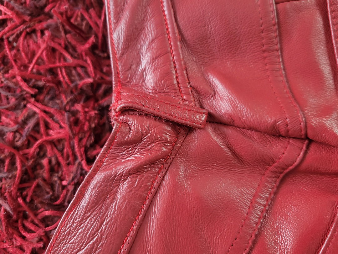 Pantalon cuir rouge vintage - 36 Rouge -
