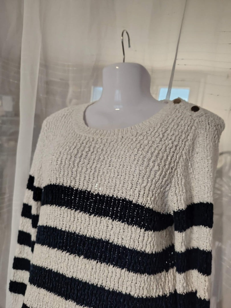 Pull Mango - S - Blanc et Marine - État : Excellent