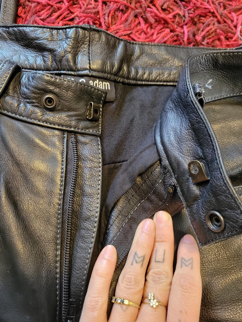 Pantalon en cuir Mac Adam - 42 - noir - Vintage