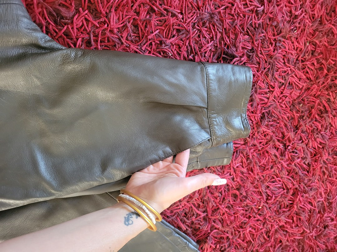 Pantalon en cuir Vintage - 34 - Gris - État : vintage