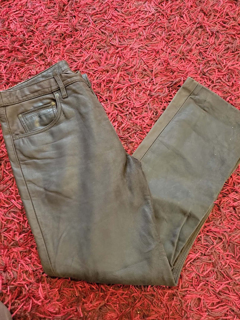 Pantalon en cuir Oakwood - 44 - Marron - Vintage