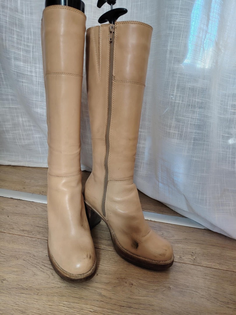 Bottes hautes Vintage - 37 - Beige - État : Bon