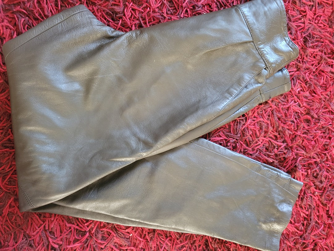 Pantalon en cuir Vintage - 34 - Gris - État : vintage