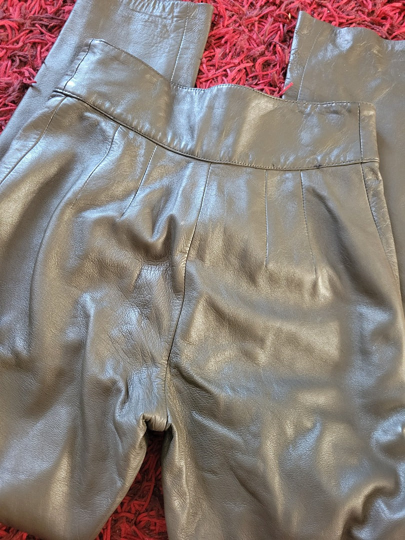 Pantalon en cuir Vintage - 34 - Gris - État : vintage