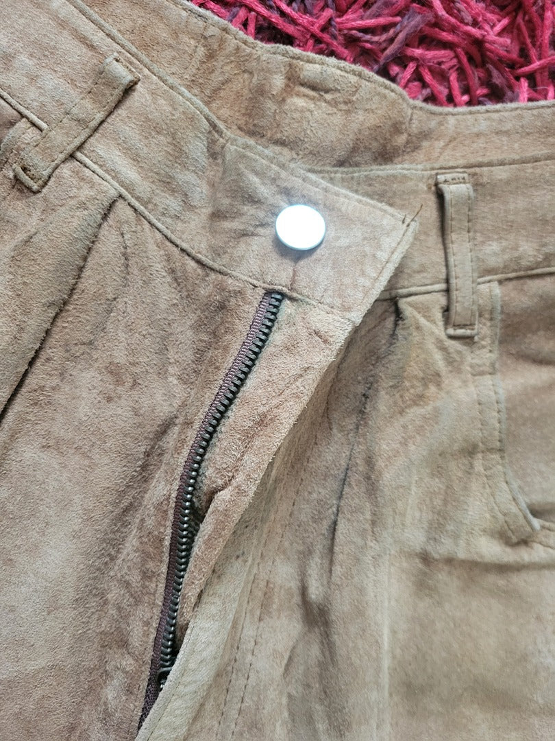 Pantalon en daim Vintage - 36 - beige