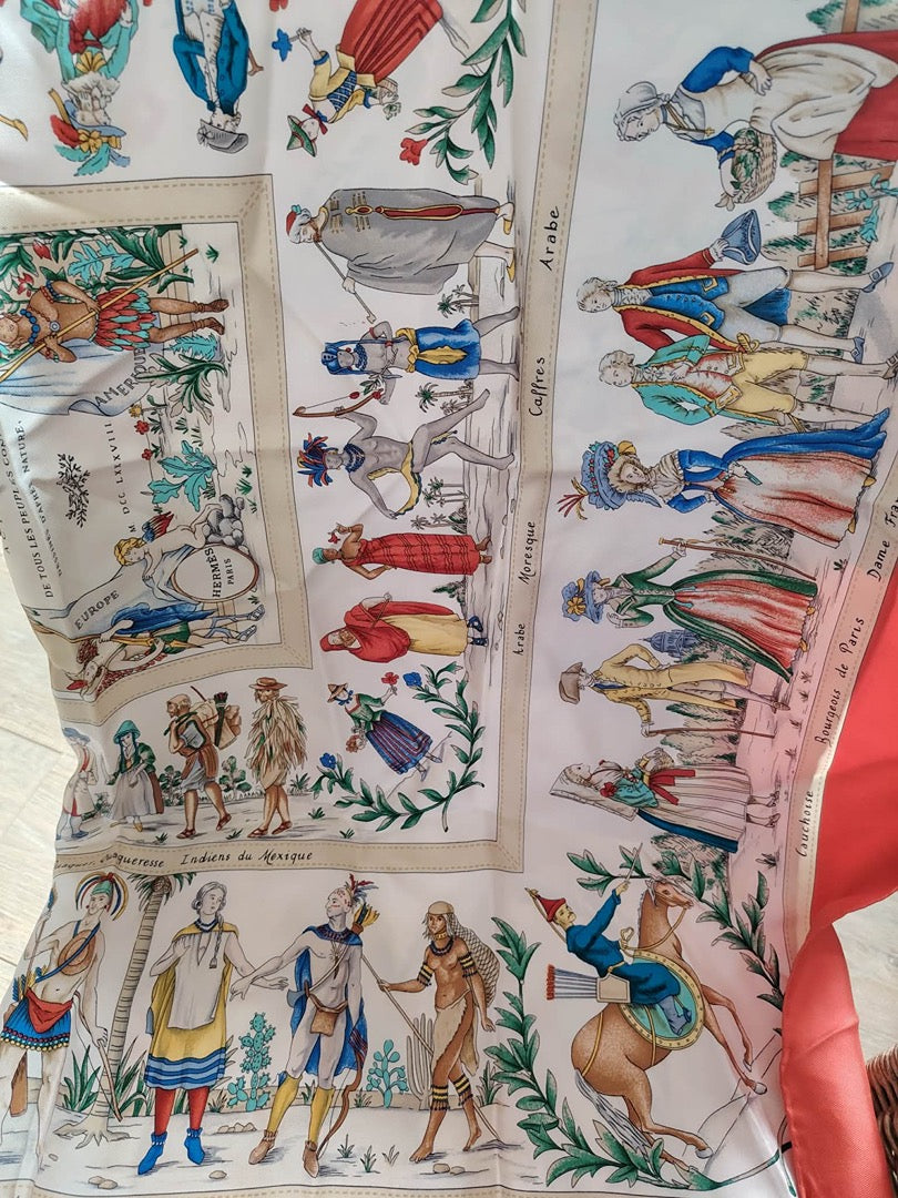 Carré de soie Hermès - 90 x 90 cm - Rouge - État : Excellent