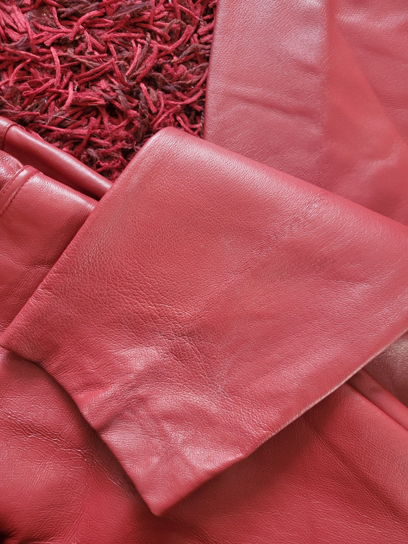 Pantalon cuir rouge vintage - 36 Rouge -