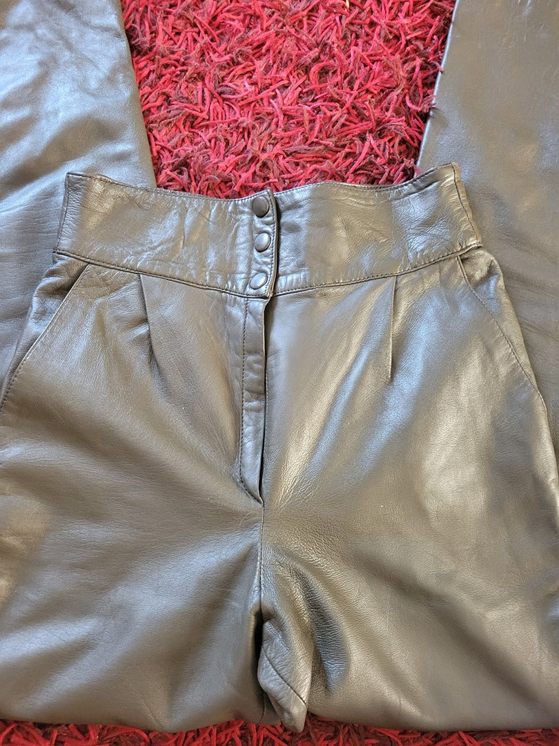 Pantalon en cuir Vintage - 34 - Gris - État : vintage