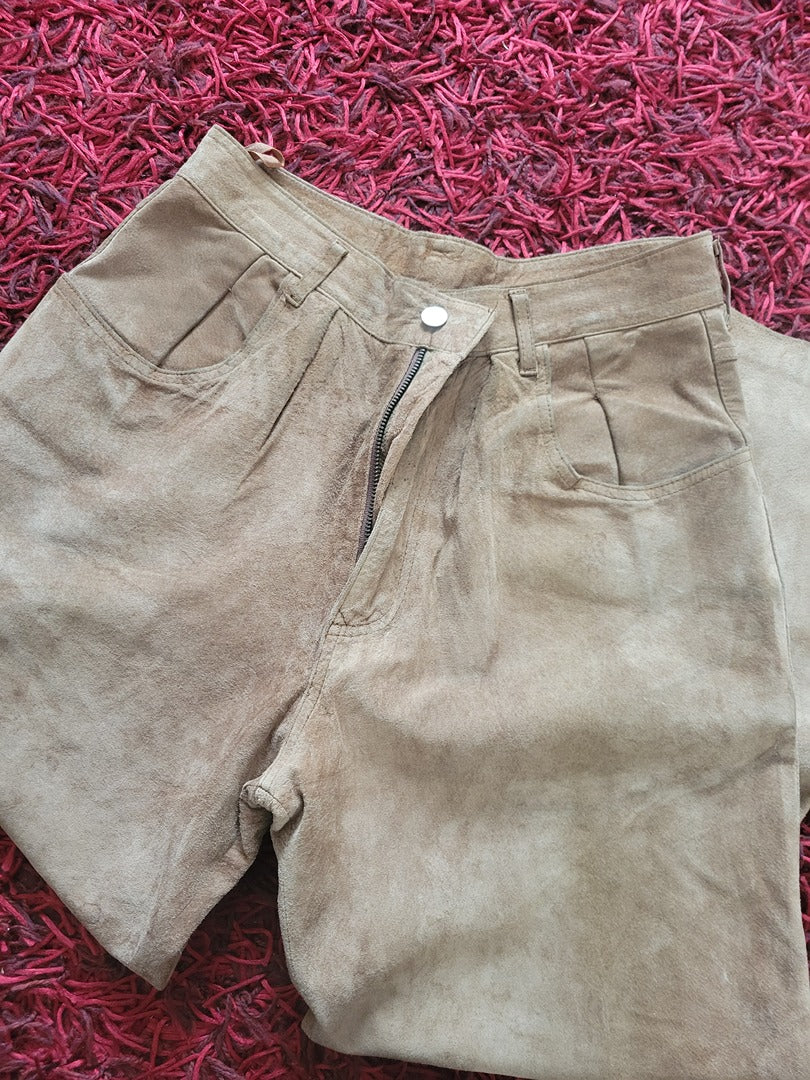 Pantalon en daim Vintage - 36 - beige