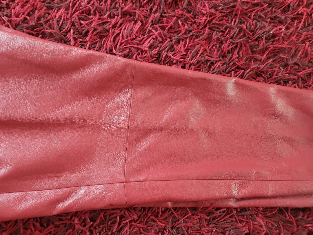 Pantalon cuir rouge vintage - 36 Rouge -