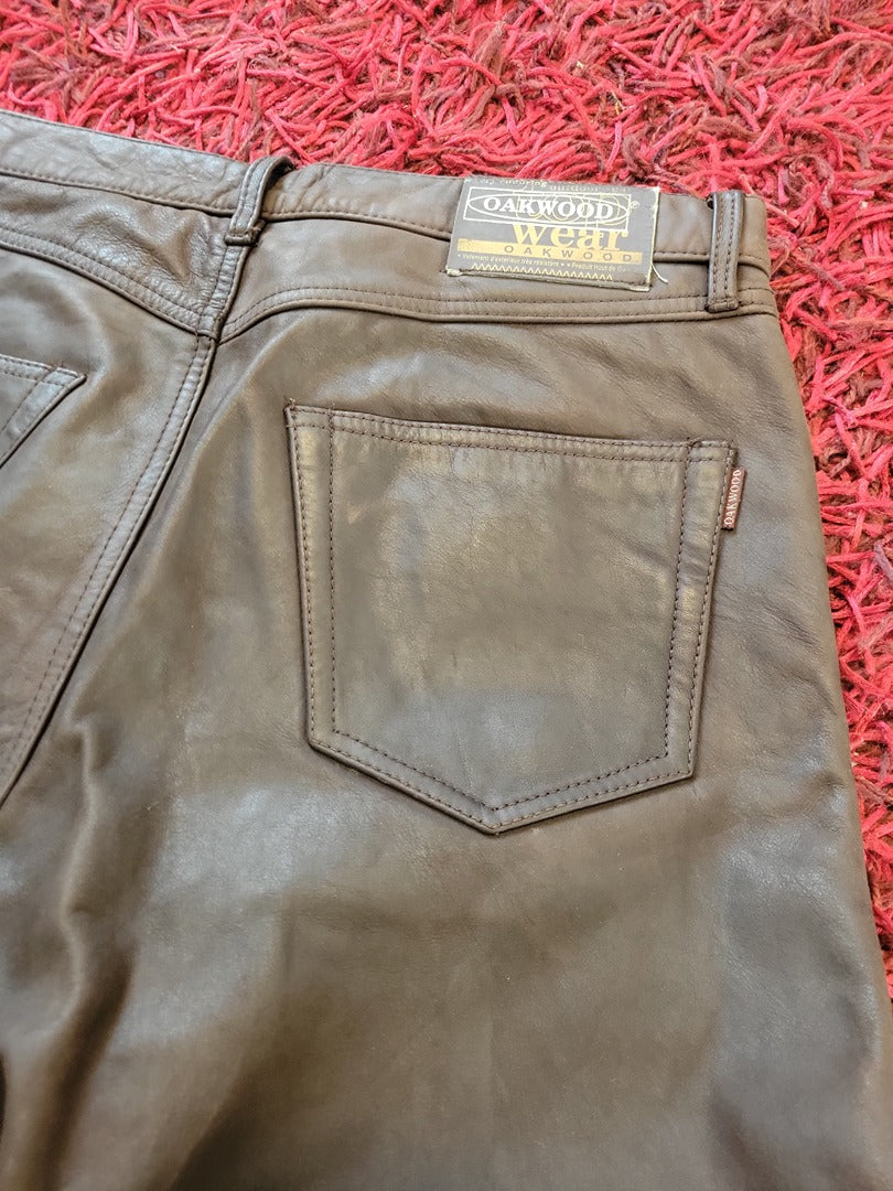 Pantalon en cuir Oakwood - 44 - Marron - Vintage