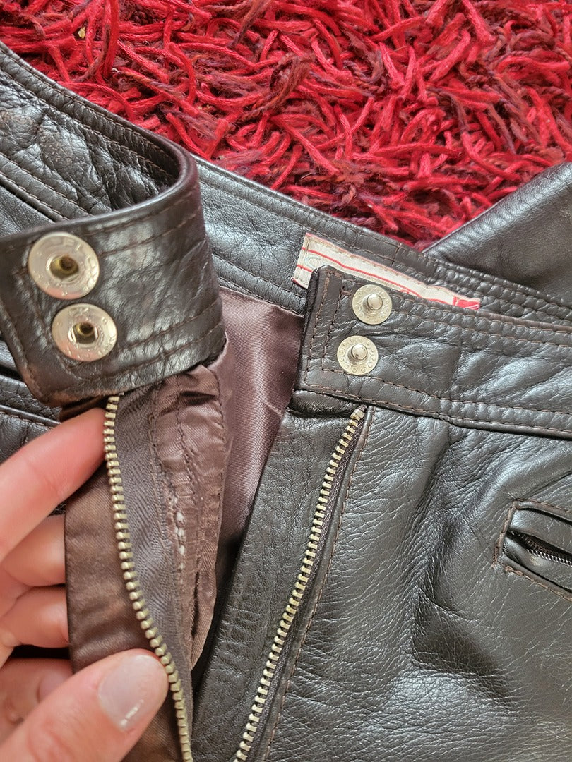 Pantalon en cuir Chevignon vintage - 36 - Marron -