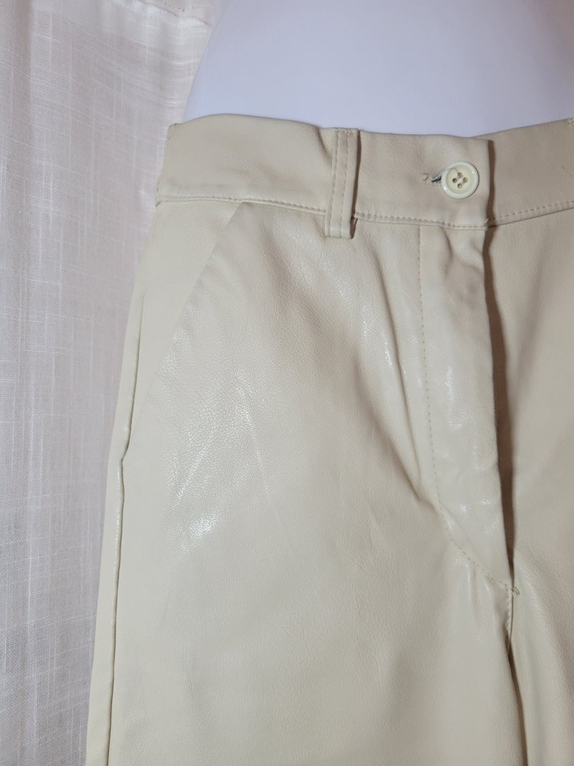 Pantalon en simili cuir - 34 - Crème - État : Excellent