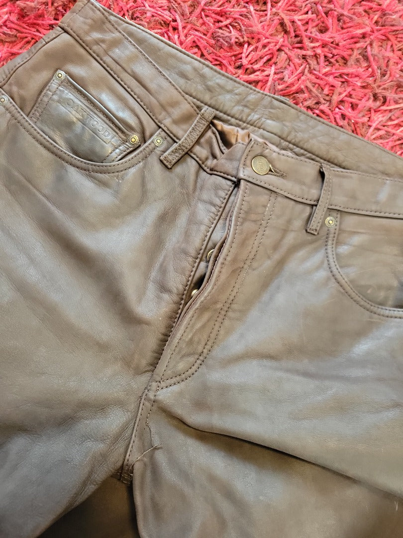 Pantalon en cuir Oakwood - 44 - Marron - Vintage